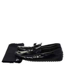 Tod's Black Leather Bow Slip-On Loafers Size 44