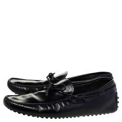 Tod's Black Leather Bow Slip-On Loafers Size 44