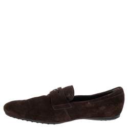 مملوكة مسبقًا Tod's Brown Suede Slip On Loafers Size 45