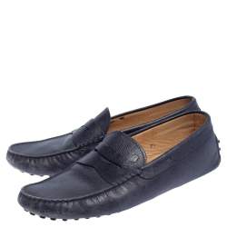 Pre Owned Tod's Blue Leather Penny Loafers Size 41.5