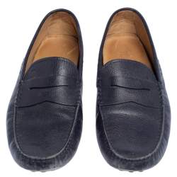Pre Owned Tod's Blue Leather Penny Loafers Size 41.5