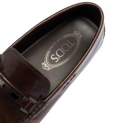 Pre Owned حذاء لوفرز تودز سليب أون جلد بني مقاس 41