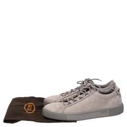 Pre Owned Tod's Grey Nubuck Leather Low Top Sneakers Size 42