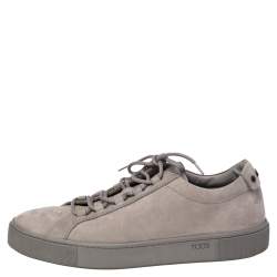 Pre Owned Tod's Grey Nubuck Leather Low Top Sneakers Size 42