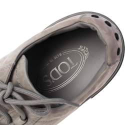 Pre Owned Tod's Grey Nubuck Leather Low Top Sneakers Size 42