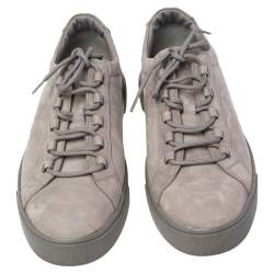 Pre Owned Tod's Grey Nubuck Leather Low Top Sneakers Size 42