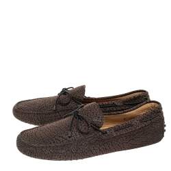 مملوكة مسبقًا حذاء لوفرز تودز سليب أون فيونكة جلد بنى مقاس 43