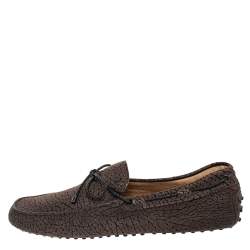 مملوكة مسبقًا حذاء لوفرز تودز سليب أون فيونكة جلد بنى مقاس 43