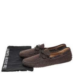 مملوكة مسبقًا حذاء لوفرز تودز سليب أون فيونكة جلد بنى مقاس 43