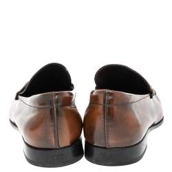 Pre Owned حذاء لوفرز تودز سليب أون جلد بنى مقاس مقاس 44