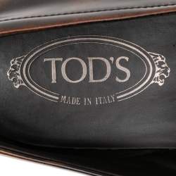 Pre Owned حذاء لوفرز تودز سليب أون جلد بنى مقاس مقاس 44