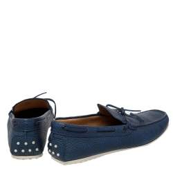 Pre Owned حذاء لوفرز تودز سليب أون جلد أزرق بفيونكة مقاس 45