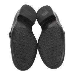 Pre Owned Tod's Black Leather Lingotto Gomma Slip On Loafers Size 42