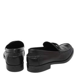 Pre Owned Tod's Black Leather Lingotto Gomma Slip On Loafers Size 42