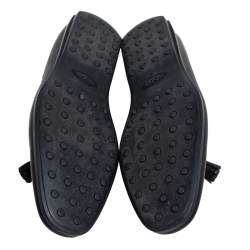 Pre Owned Tod's Black Leather Tassel Loafers Size 43
