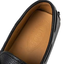 Pre Owned Tod's Black Leather Bow Driving Loafers Size 40