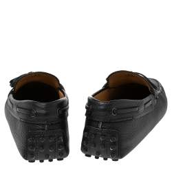Pre Owned Tod's Black Leather Bow Driving Loafers Size 40