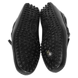Pre Owned Tod's Black Leather Bow Driving Loafers Size 40