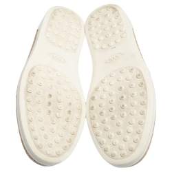 مملوكة مسبقًا Tod's White Printed Leather Espadrille Slip On Sneakers Size 36.5