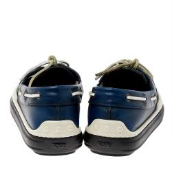 Pre Owned Tod's Blue Leather Lace Up Boat Shoes Size 39.5