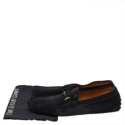 Tod's Black Suede Bit Slip On Loafers Size 47