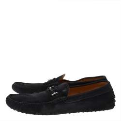 Tod's Black Suede Bit Slip On Loafers Size 47