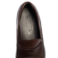 Tod's Brown Leather Penny Slip On Loafers Size 41