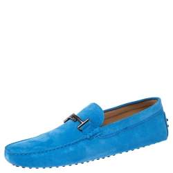 Pre Owned حذاء لوفرز تودز تي درايفنغ جومينو سويدي أزرق دوبل تي مقاس 46.5