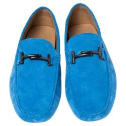 Pre Owned حذاء لوفرز تودز تي درايفنغ جومينو سويدي أزرق دوبل تي مقاس 46.5