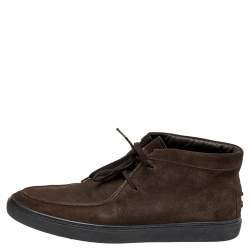 Tod's Brown Suede Lace Up Sneakers Size 41.5
