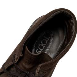Tod's Brown Suede Lace Up Sneakers Size 41.5