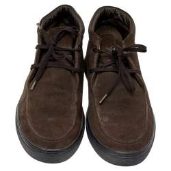 Tod's Brown Suede Lace Up Sneakers Size 41.5
