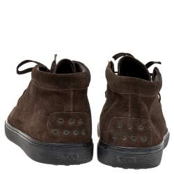 Tod's Brown Suede Lace Up Sneakers Size 41.5