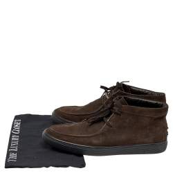 Tod's Brown Suede Lace Up Sneakers Size 41.5