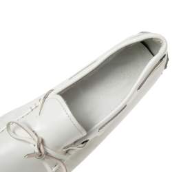 Pre Owned Tod's White Patent Leather Bow Slip On Loafers Size 44.5