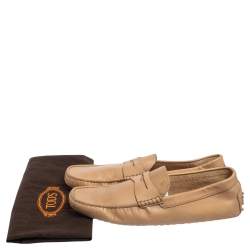 Tod's Beige Leather Penny Slip On Loafers Size 44.5