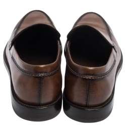 Pre Owned Tod's Brown Leather Slip On Loafers Size 42