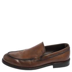 Pre Owned Tod's Brown Leather Slip On Loafers Size 42