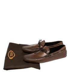 Pre Owned حذاء لوفرز تودز سليب أون فيونكة مضفر جلد بني مقاس 45.5