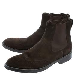 Tod's Dark Brown Suede Ankle Boots Size 45.5