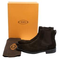Tod's Dark Brown Suede Ankle Boots Size 45.5