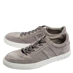Pre Owned Tod's Grey Suede Low Top Sneakers Size 44.5