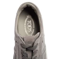 Pre Owned Tod's Grey Suede Low Top Sneakers Size 44.5