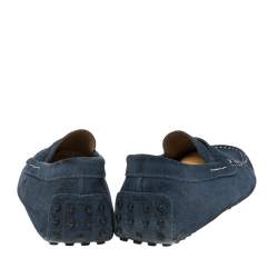 Pre Owned حذاء لوفرز تودز دريفينغ سويدي أزرق مزين سير بيني سليب أون مقاس 42.5