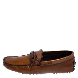 Pre Owned Tod's Brown Leather Slip On Loafers Size 41