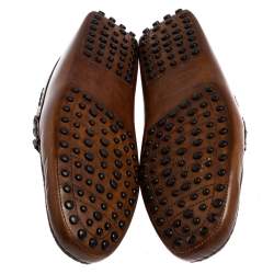 Pre Owned Tod's Brown Leather Slip On Loafers Size 41