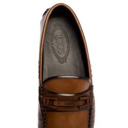 Pre Owned Tod's Brown Leather Slip On Loafers Size 41