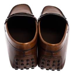Pre Owned Tod's Brown Leather Slip On Loafers Size 41