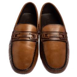 Pre Owned Tod's Brown Leather Slip On Loafers Size 41