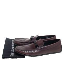 Pre Owned Tod's Dark Brown Leather Braided Bit Slip On Loafers Size 45.5